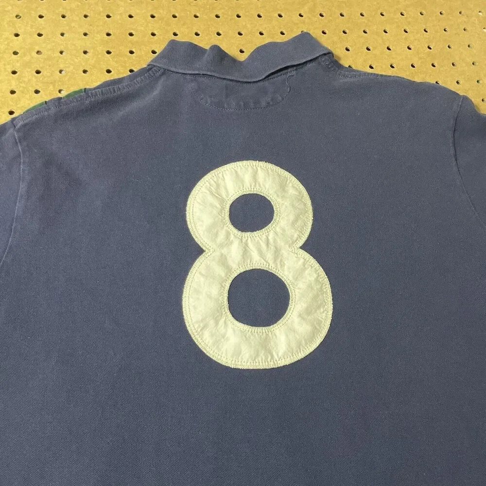 Ralph Lauren Custom Fit Lion Crest Polo Shirt Lion Crest Sewn Navy Blue XXL Men